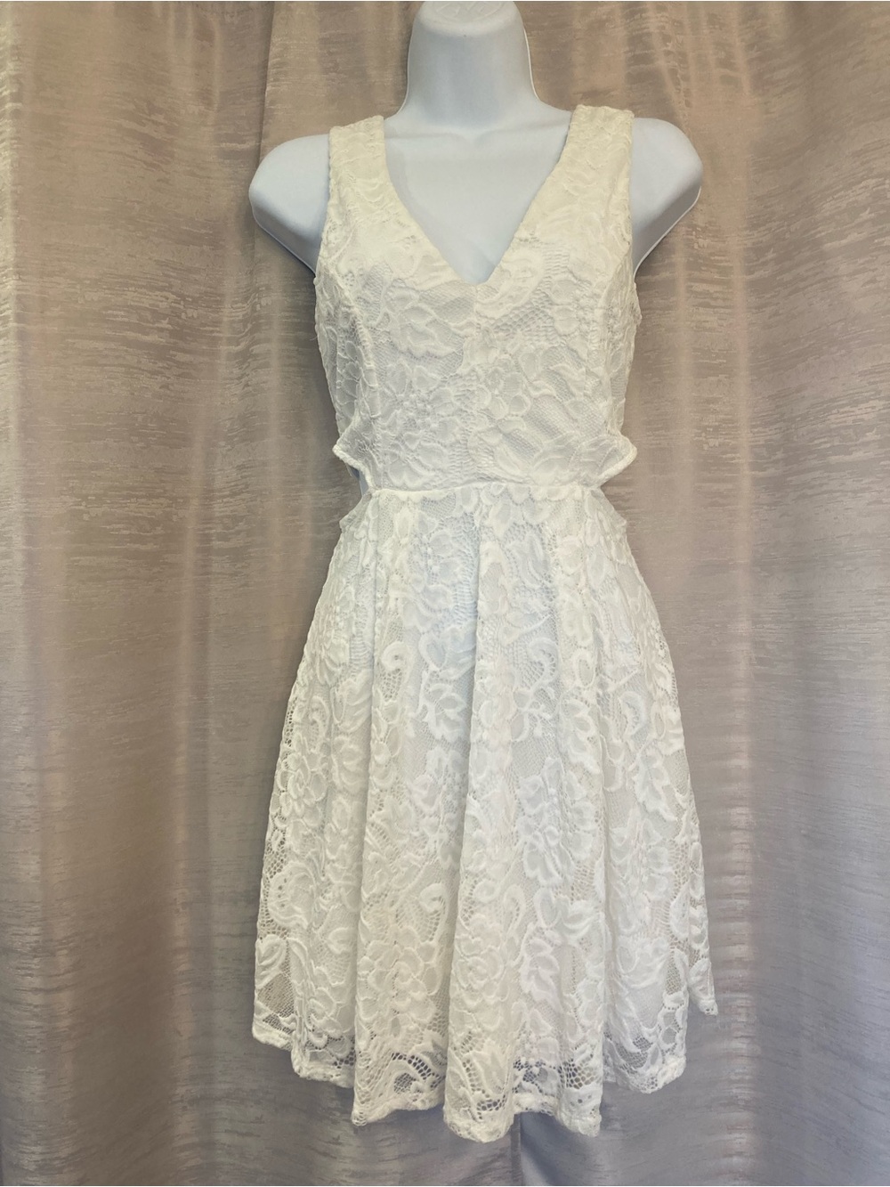 Rue21 White Lace V-Neck Fit & Flare Mini Dress
